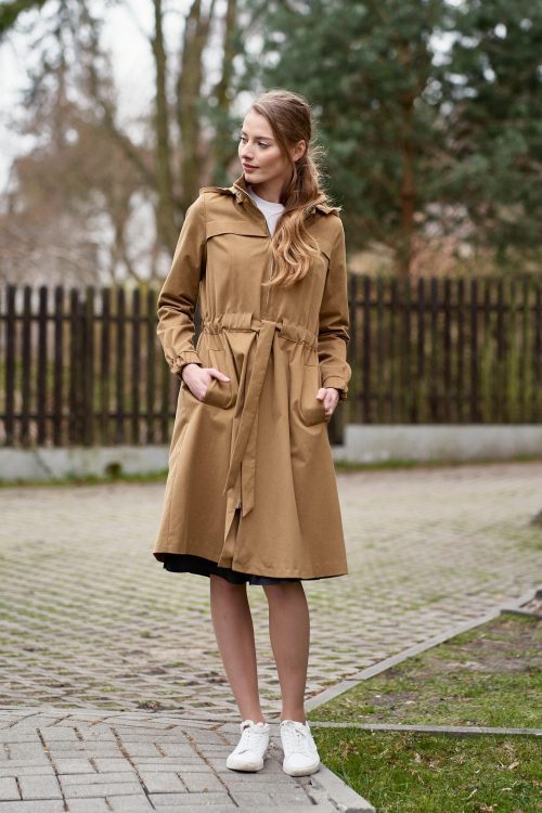 Parka Linda bawełna z elastanem camelowa