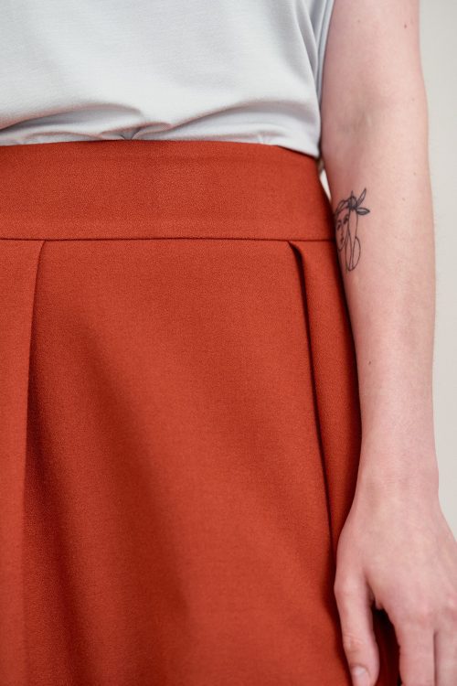 Spódnica Lucia krepa wiskozowa rudy brąz