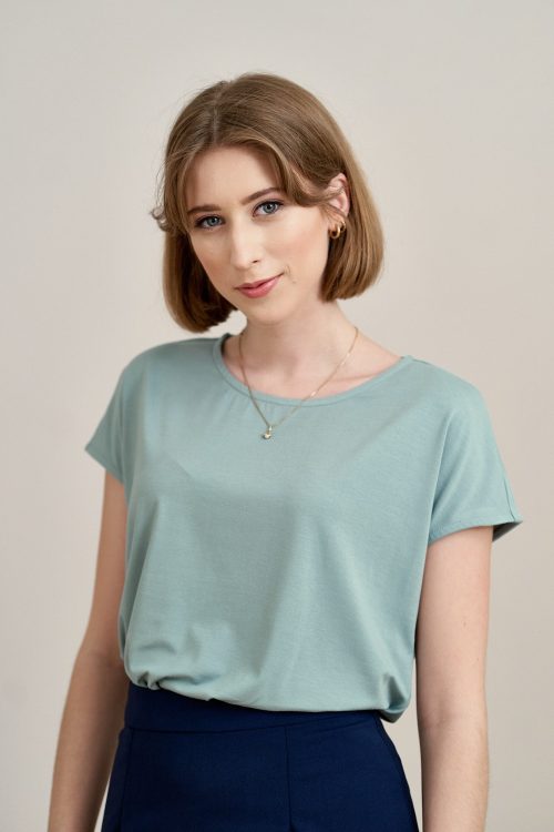 Bluzka Kordelia jasnomiętowa mikromodal krótki rękaw