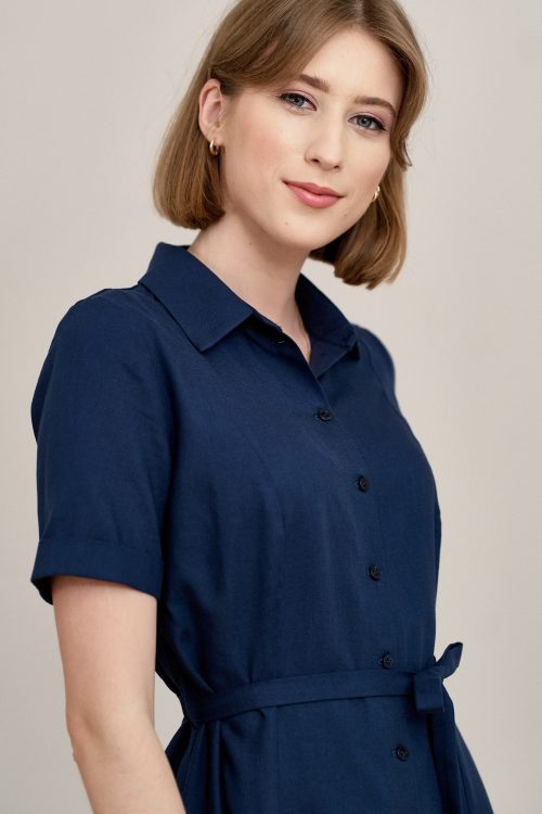 Sukienka Marina wiskoza z bawełną granat