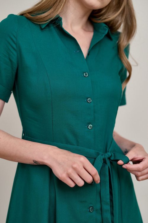 Sukienka Marina wiskoza z bawełną szmaragdowa zieleń
