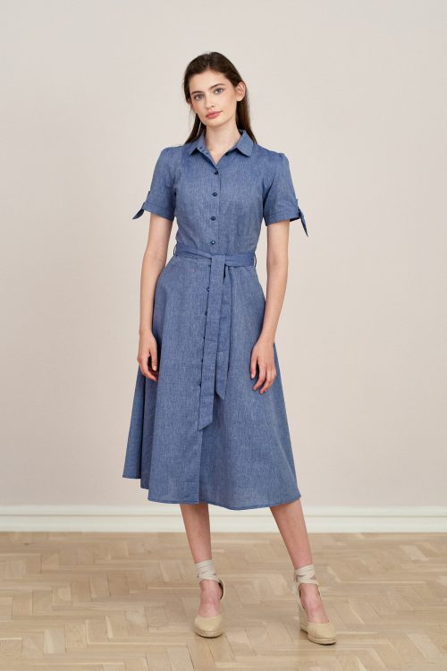 Sukienka Ariana bawełna granatowa melanż