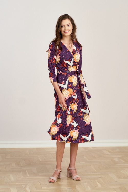 Sukienka Aida Tori śliwkowa bawełna