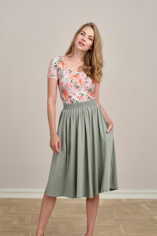 Spódnica Letycja jasna oliwka mikromodal