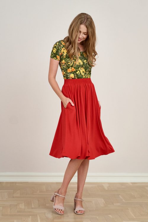 Spódnica Letycja czerwień chili mikromodal